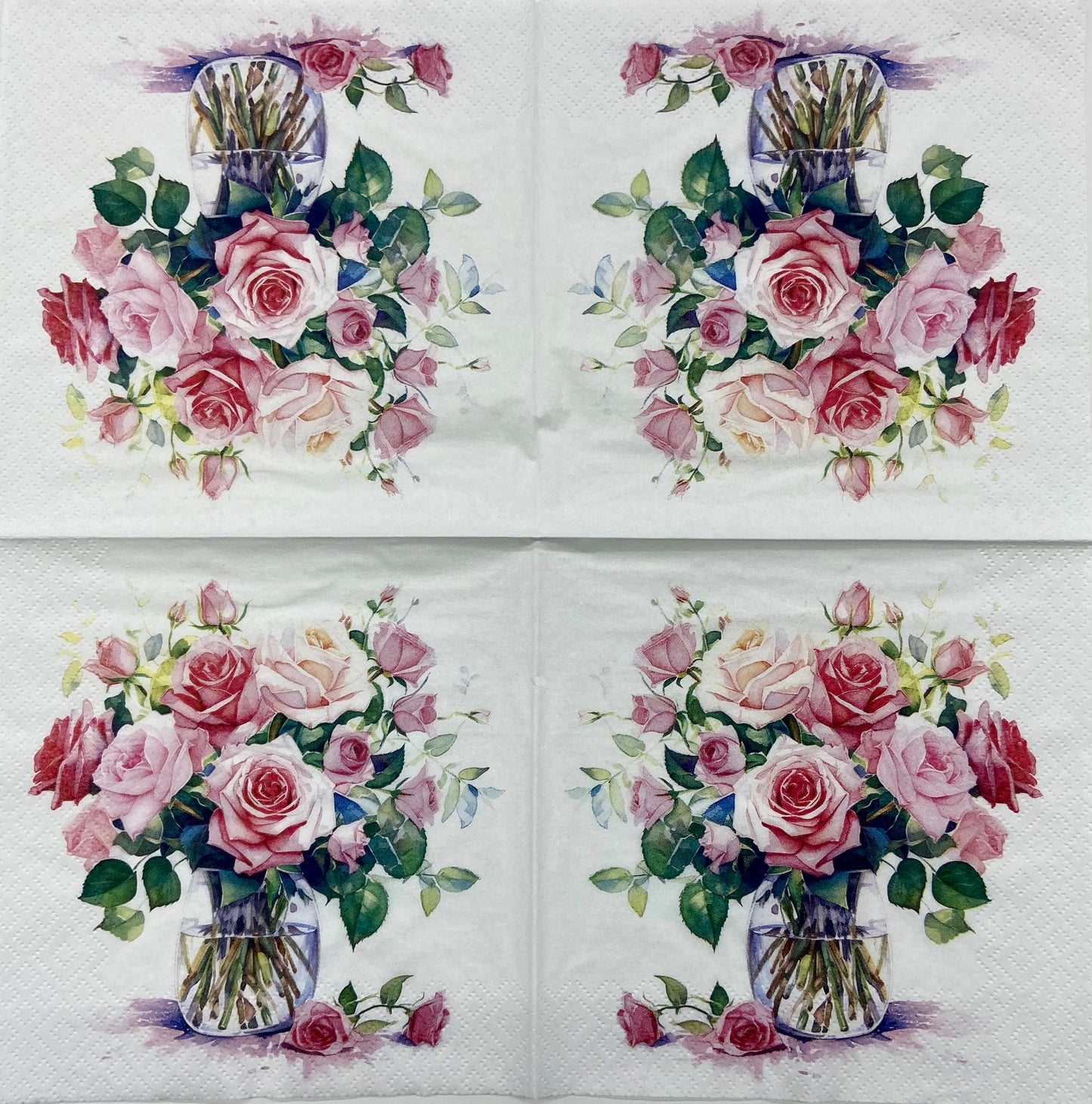 Decoupage Napkins 6.5" (2pcs)- Mazzetto Di Rose Rosa