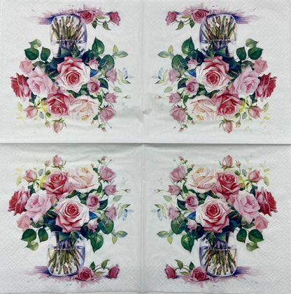 Decoupage Napkins 6.5" (2pcs)- Mazzetto Di Rose Rosa