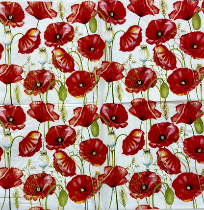 Decoupage Napkins 6.5" (2pcs)- Poppy All Over