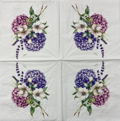Decoupage Napkins 6.5" (2pcs)- Ramilette De Hortensias