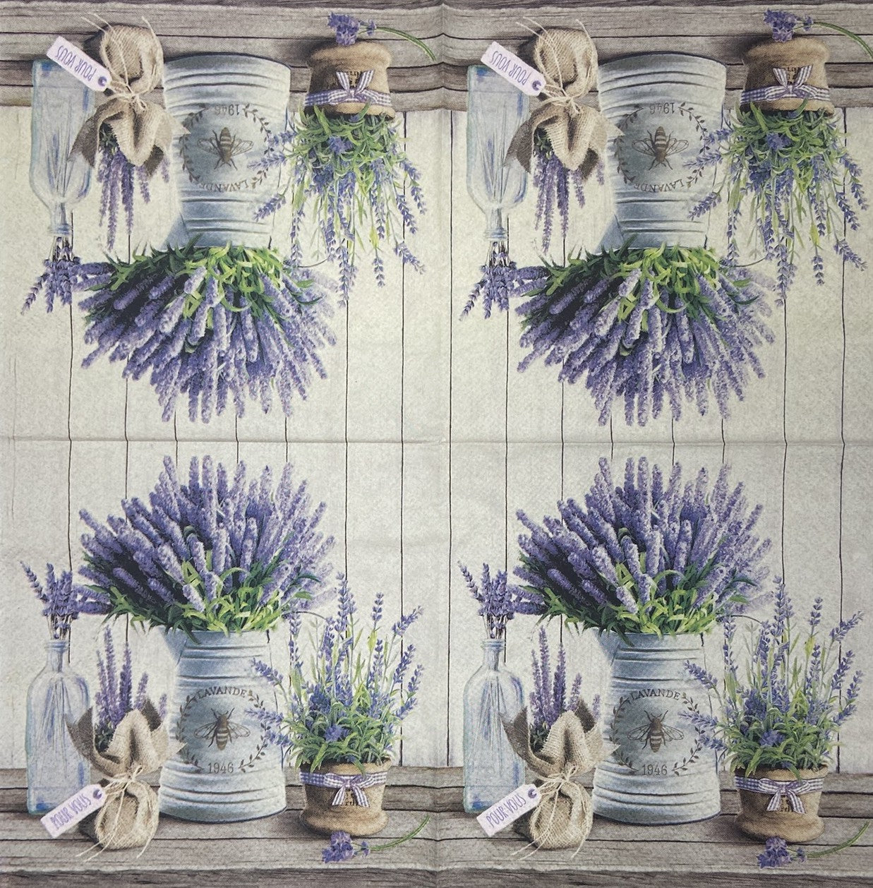 Decoupage Napkins 6.5" (2pcs)- Lavender in Bucket