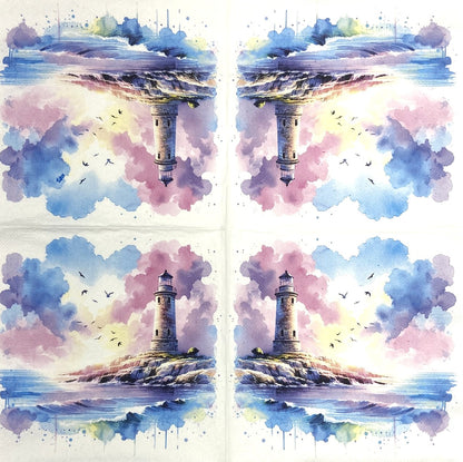 Decoupage Napkins 6.5" (2pcs)- Watercolor Lighthouse