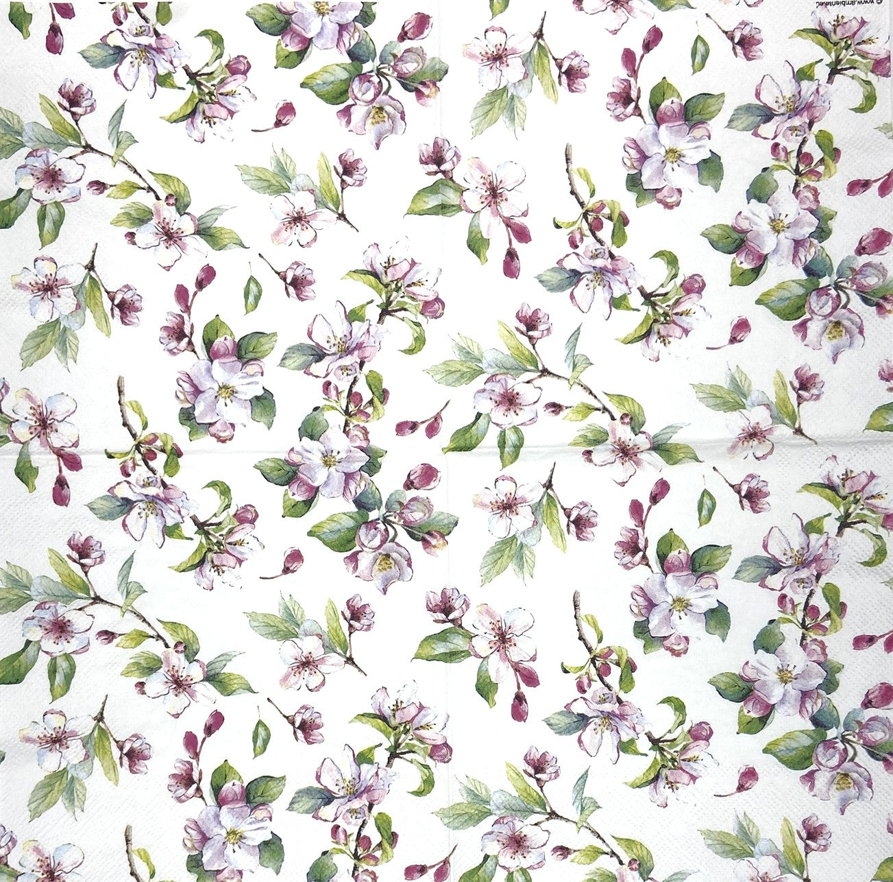 Decoupage Napkins 6.5" (2pcs)- Spring Blossom White