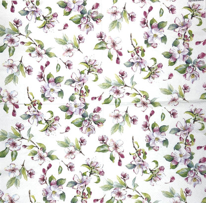 Decoupage Napkins 6.5" (2pcs)- Spring Blossom White
