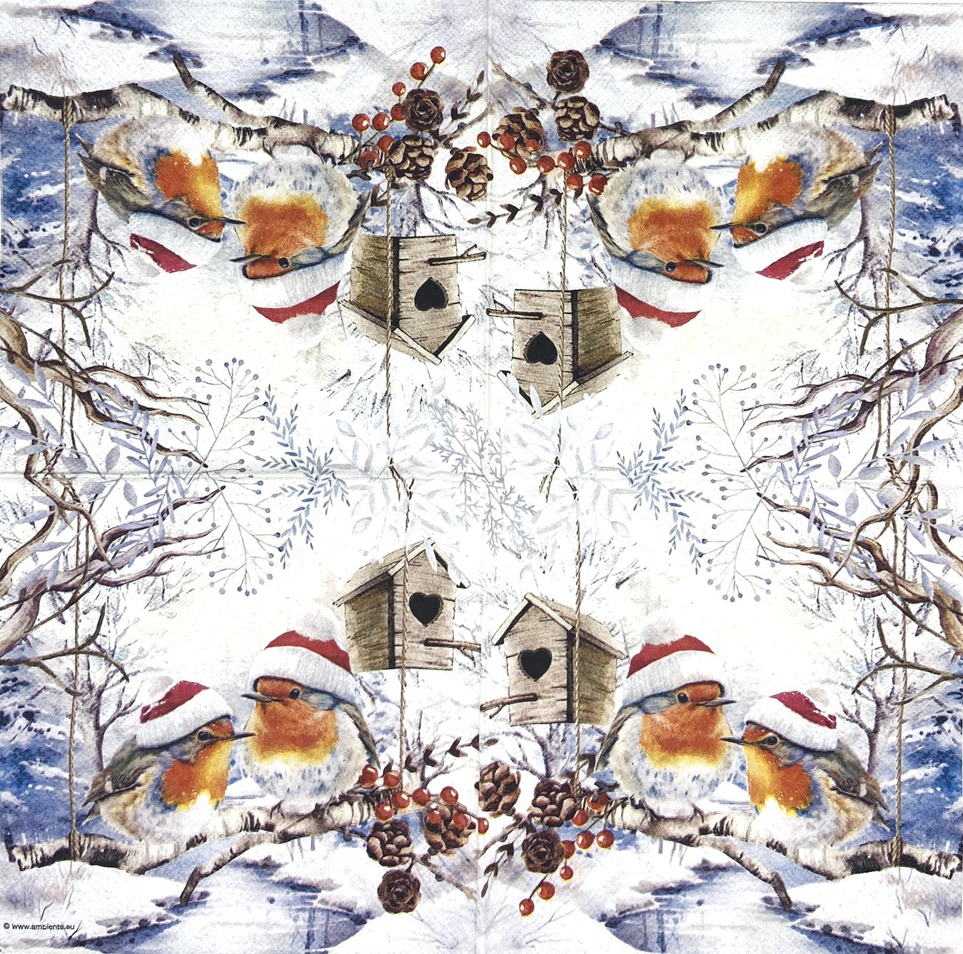 Decoupage Napkins 6.5" (2pcs)- Robins in Winterland