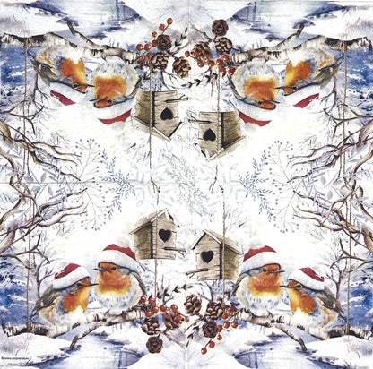 Decoupage Napkins 6.5" (2pcs)- Robins in Winterland