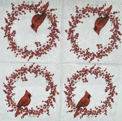 Decoupage Napkins 6.5" (2pcs)- Red Cardinal