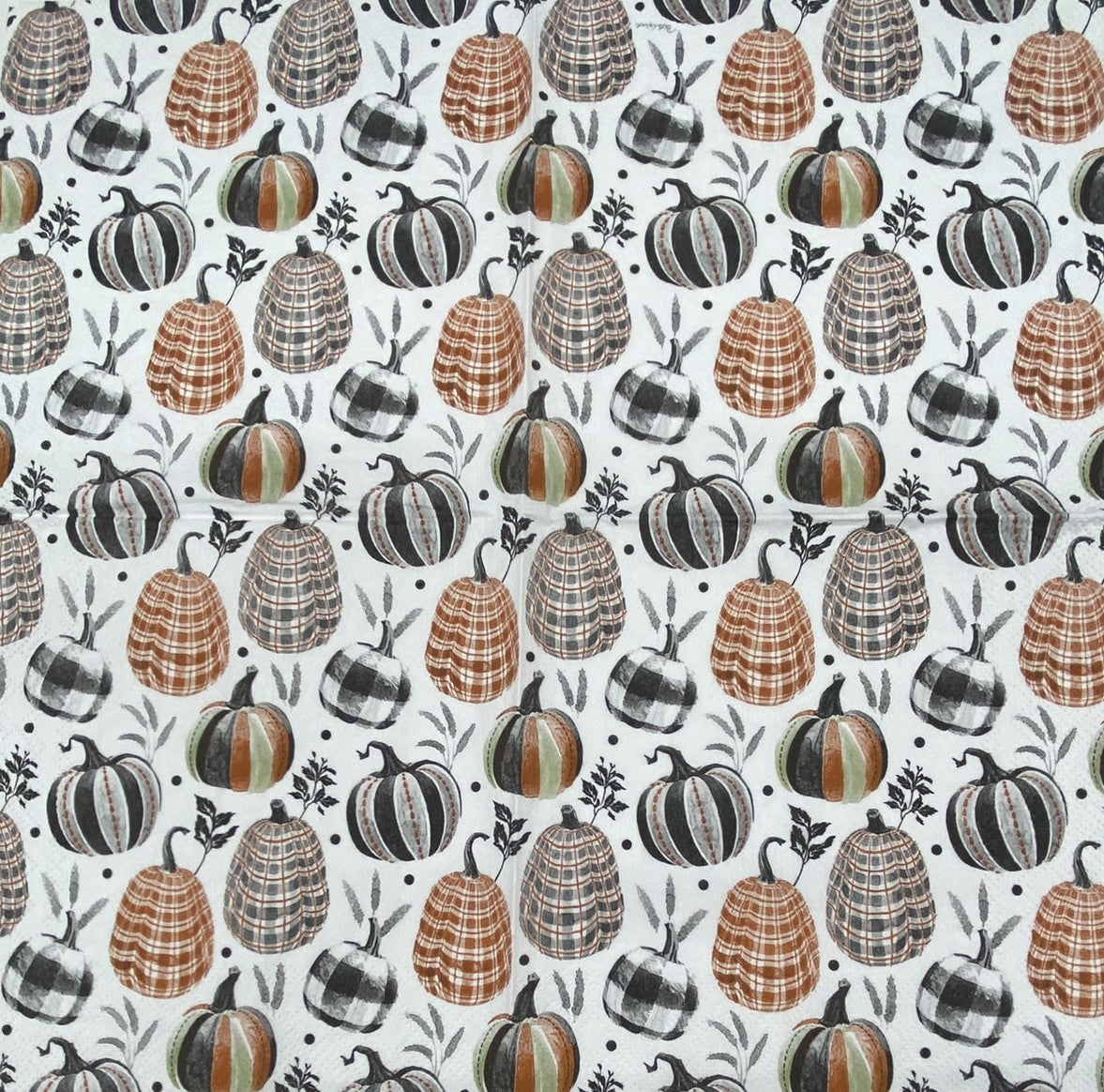 Decoupage Napkins 6.5" (2pcs)- Pumpkin Checks