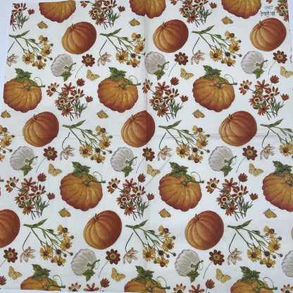 Decoupage Napkins 6.5" (2pcs)- Floral Pumpkins