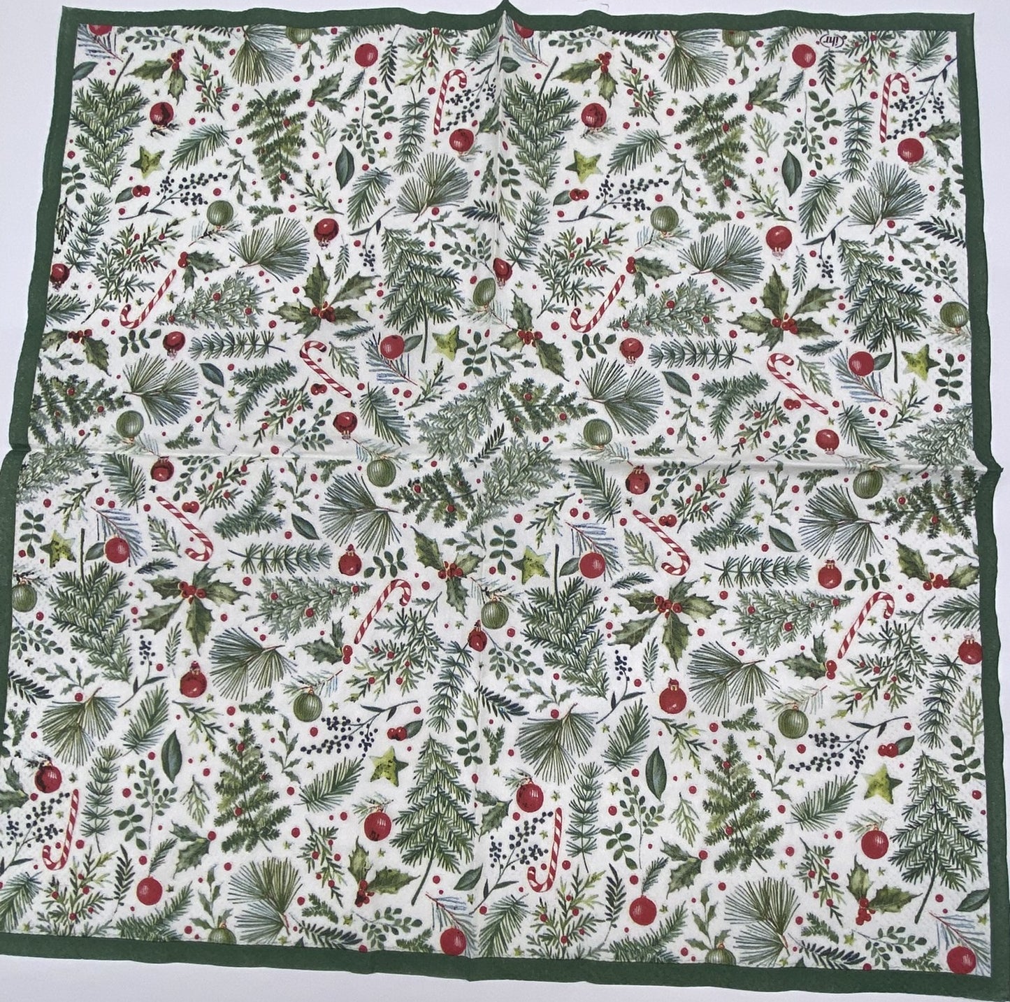 Decoupage Napkins, Lunch 6.5"  (2pcs)- Christmas Branches Allover