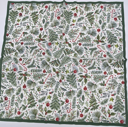 Decoupage Napkins, Lunch 6.5"  (2pcs)- Christmas Branches Allover