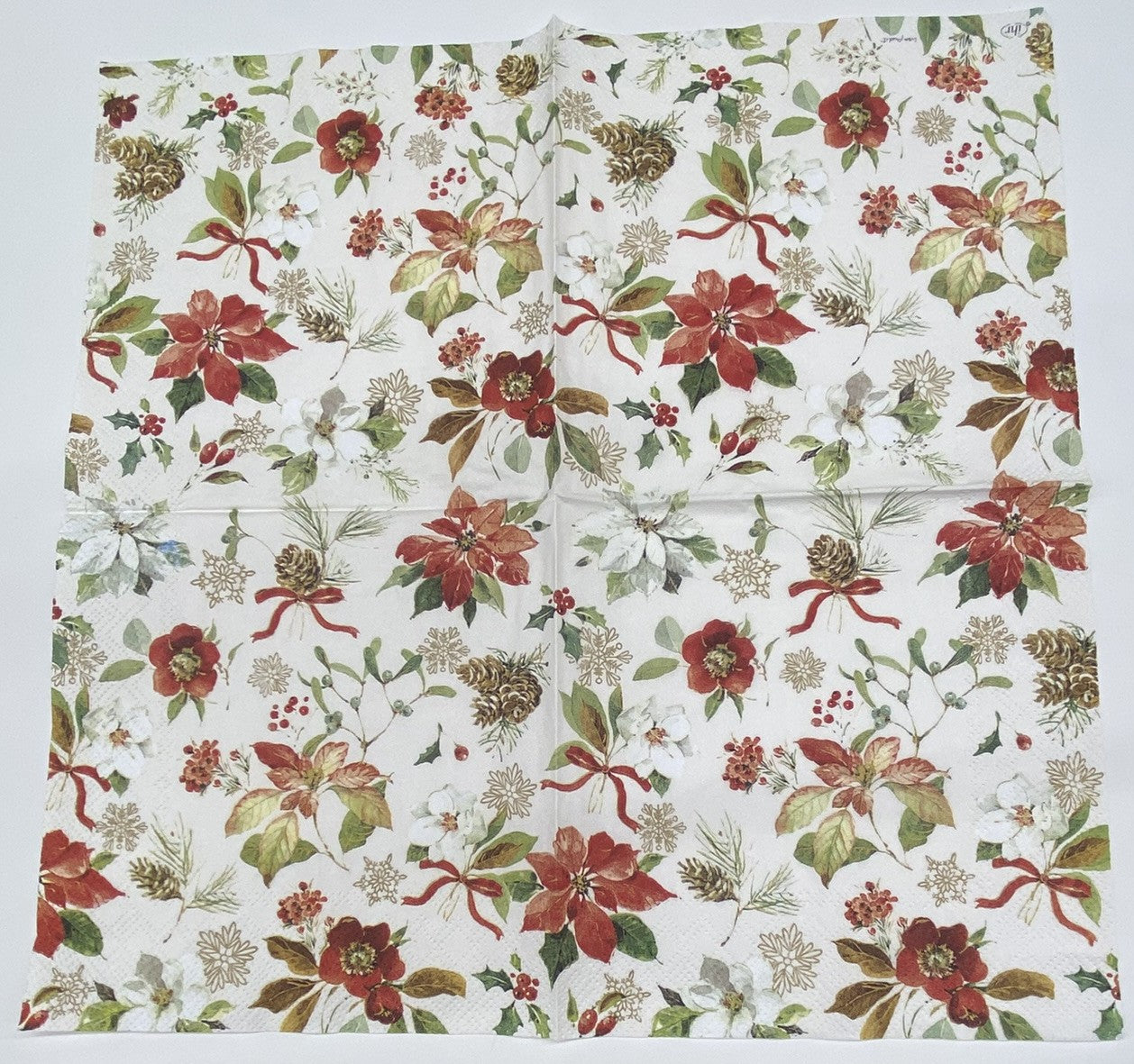 Decoupage Napkins 6.5" (2pcs)- Poinsettia Flowers