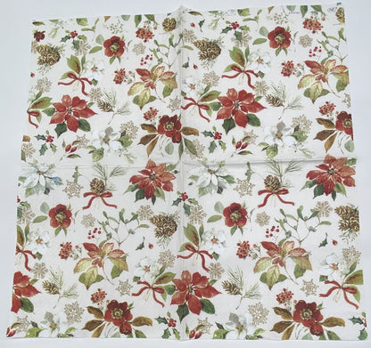 Decoupage Napkins 6.5" (2pcs)- Poinsettia Flowers