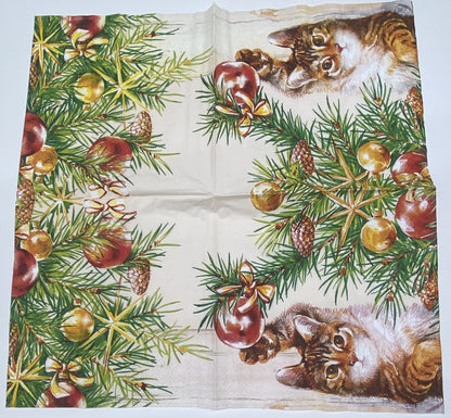 Decoupage Napkins 6.5" (2pcs)- Christmas Cat
