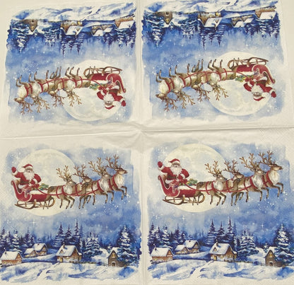 Decoupage Napkins, Lunch 6.5"  (2pcs)- Santa's Wonderland