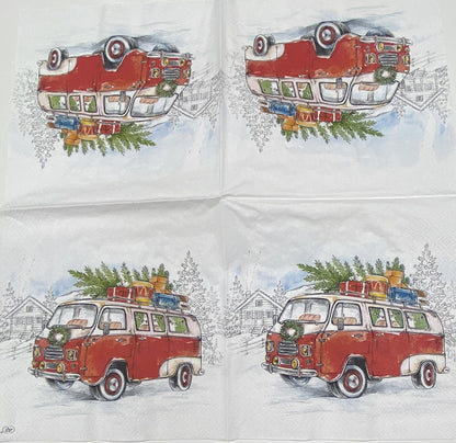 Servilletas para decoupage, almuerzo de 6,5" (2 piezas) - Tractor festivo