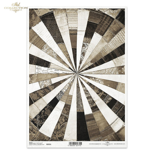 ITD Collection A3 Rice Paper - Black and White Circular