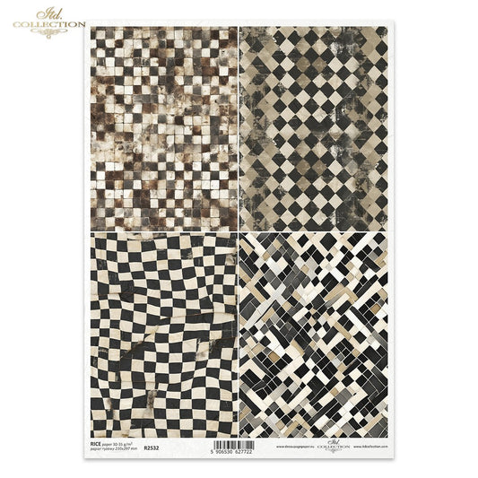 ITD Collection A3 Rice Paper - Black and White Quarters II