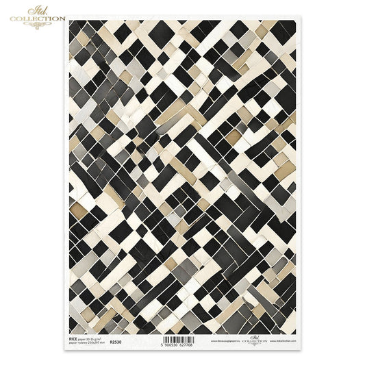 ITD Collection A3 Rice Paper - Black and White Squares