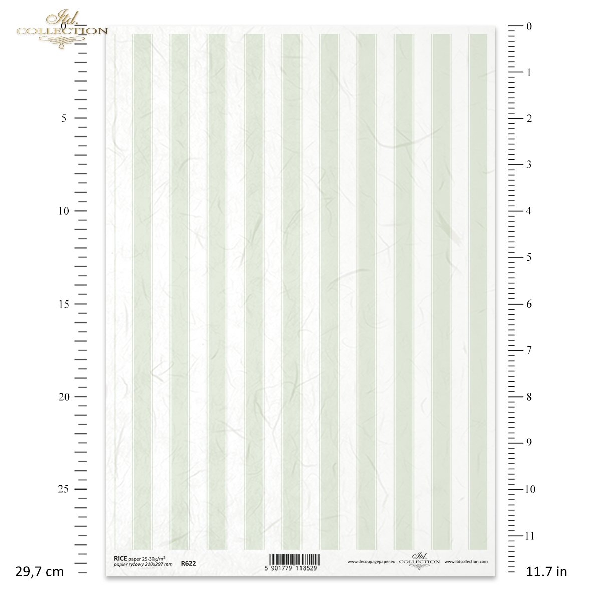 ITD Collection A4 Rice Paper - Green Stripes R0622