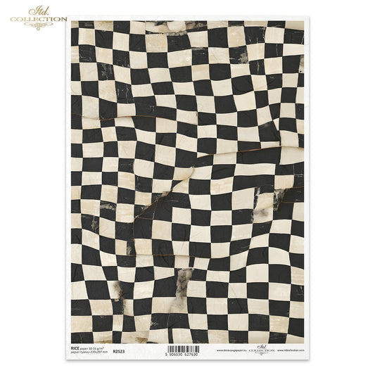 ITD Collection Rice Paper - Black and White Wavy Checks