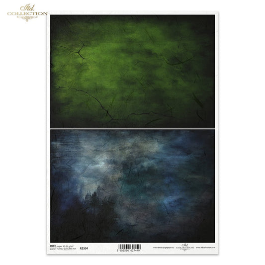 ITD Collection Rice Paper - Blue and Green Backgrounds