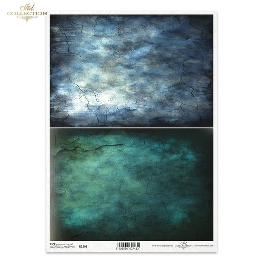 ITD Collection Rice Paper - Blue and Turquoise Backgrounds