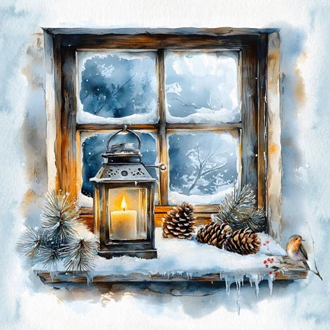 Decoupage Napkins 6.5" (2pcs)- Frosted Window