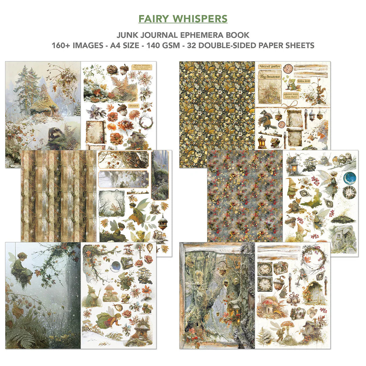 Junk Journal & Ephemera Book A4 32/Pkg - Fairy Whispers