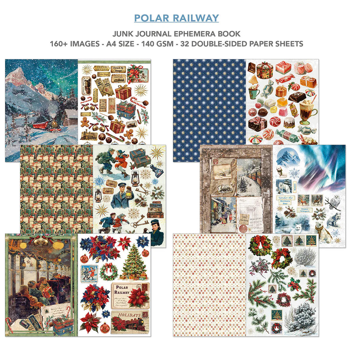 Junk Journal & Ephemera Book A4 32/Pkg - Polar Railway