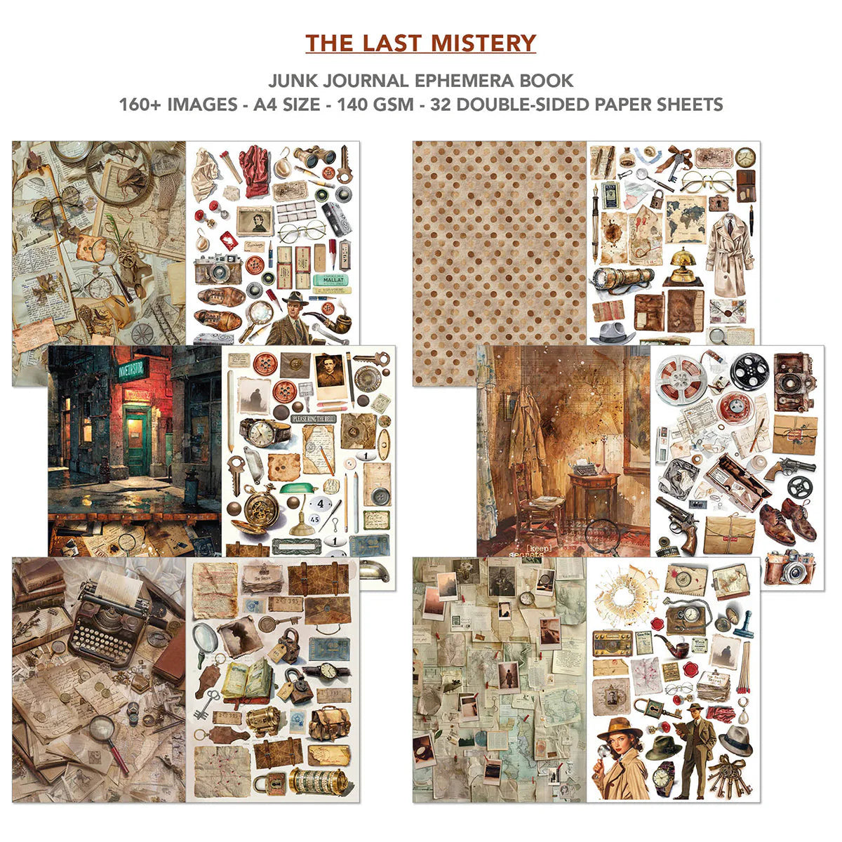 Junk Journal & Ephemera Book A4 32/Pkg - The Last Mystery