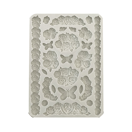 Stamperia Silicon Mould A5 - Shabby Rose, Roses and Butterfly