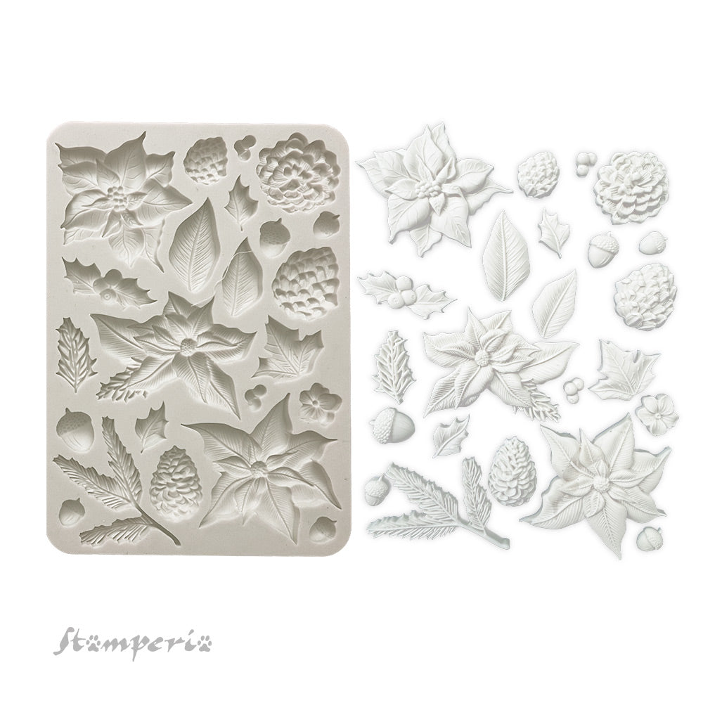 Stamperia Silicon Mould A5 - The Nutcracker, Poinsettia and Pinecones