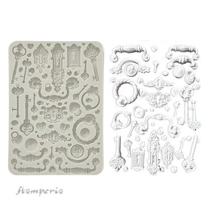 Stamperia Silicon Mould A5 - Golden Harmony, Keys, Handles and Locks