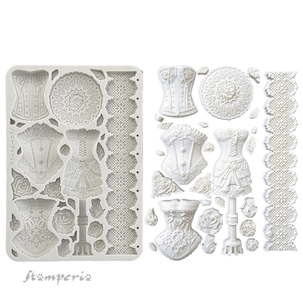 Stamperia Silicon Mould A5 - Old Lace, Mannequins and Corsets