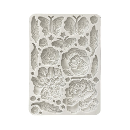 Stamperia Silicon Mould A5 - Old Lace, Butterfly and Flowers