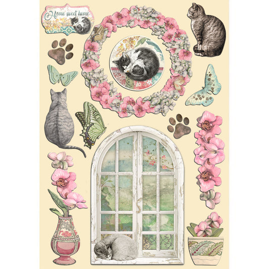 Stamperia Colored Wooden frame A5 - Orchids and Cats