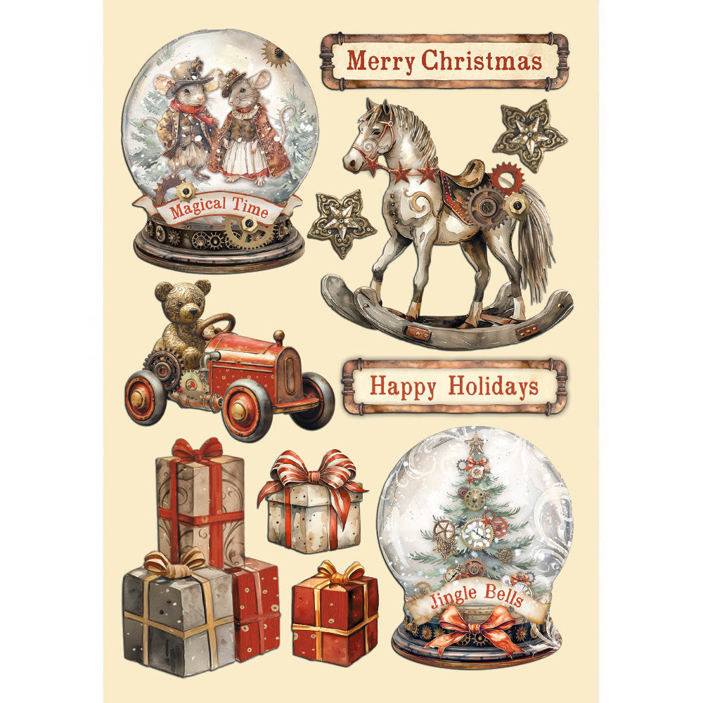 Stamperia Colored Wooden frame A5 - Gear Up For Christmas, Snowglobes