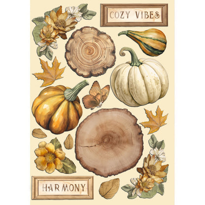 Stamperia Colored Wooden frame A5 - Golden Harmony, Pumpkins