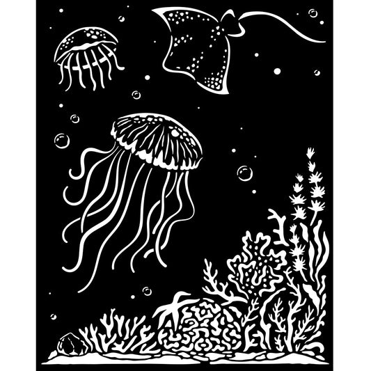 Stamperia 6" x 6" Thick Stencil  - Songs of the Sea, Jellyfish