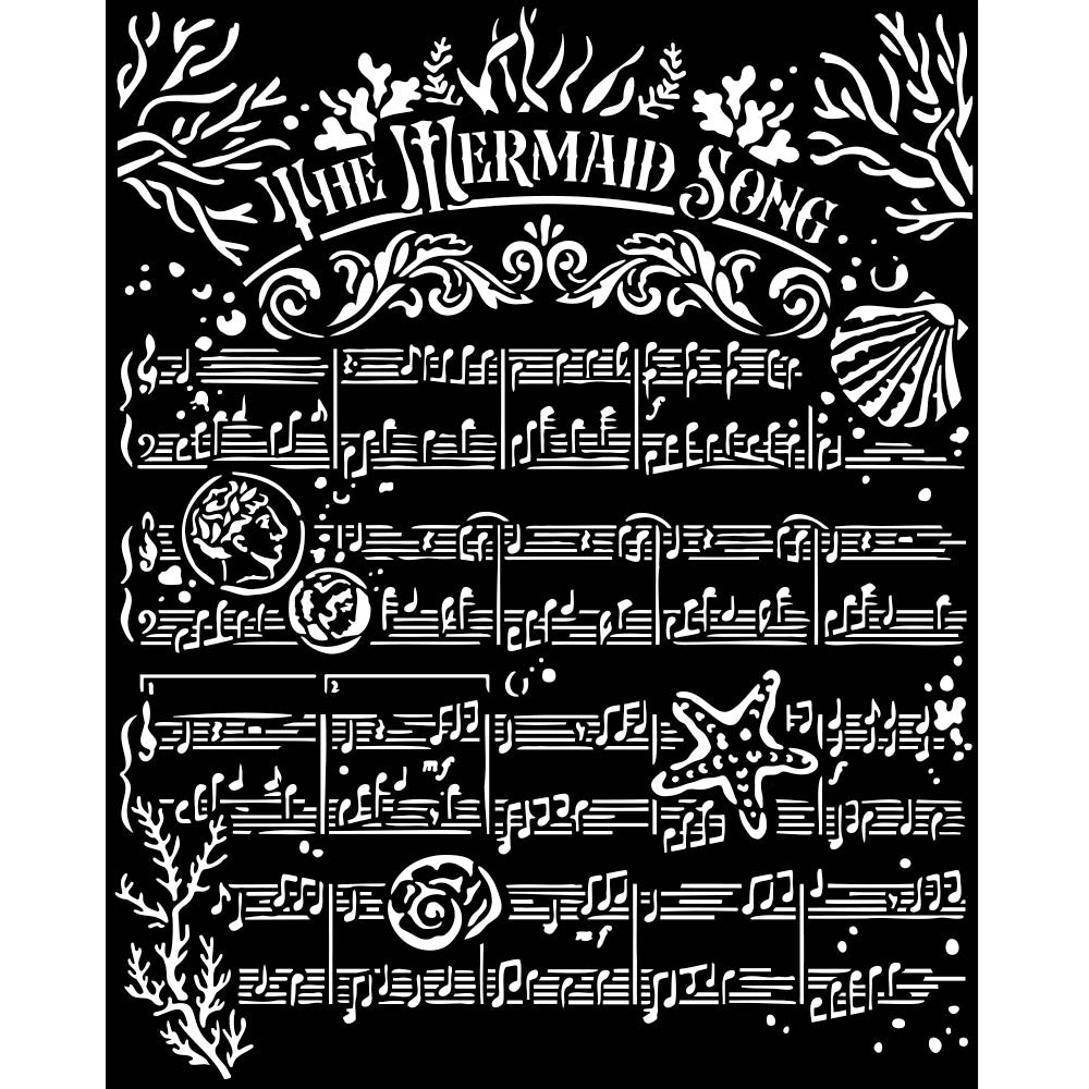 Stamperia 6" x 6" Thick Stencil  - Songs of the Sea, The Mermaid Song