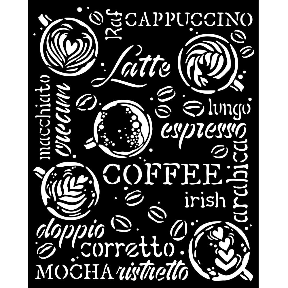 Stamperia 8" x 10" Thick Stencil  - Coffee and Chocolate, Cappuccino