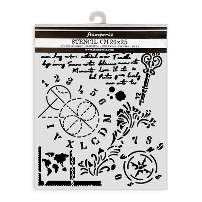 Stamperia 8" x 10" Thick Stencil  - Alterego, Key Numbers