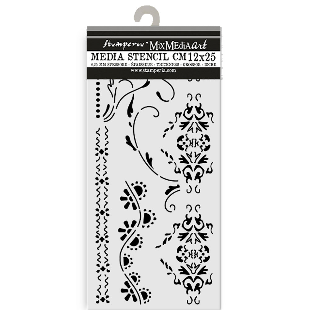 Stamperia 5" x 10" Stencil - Old Lace, Borders