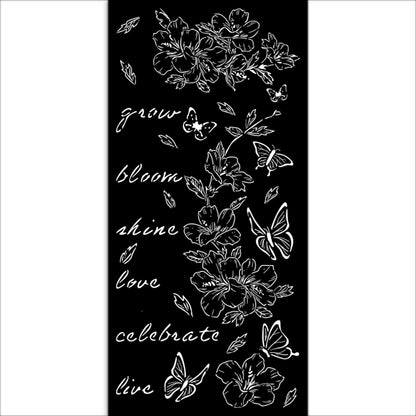 Stamperia 5" x 10" Stencil - Create Happiness Secret Diary, Flowers and Butterfly
