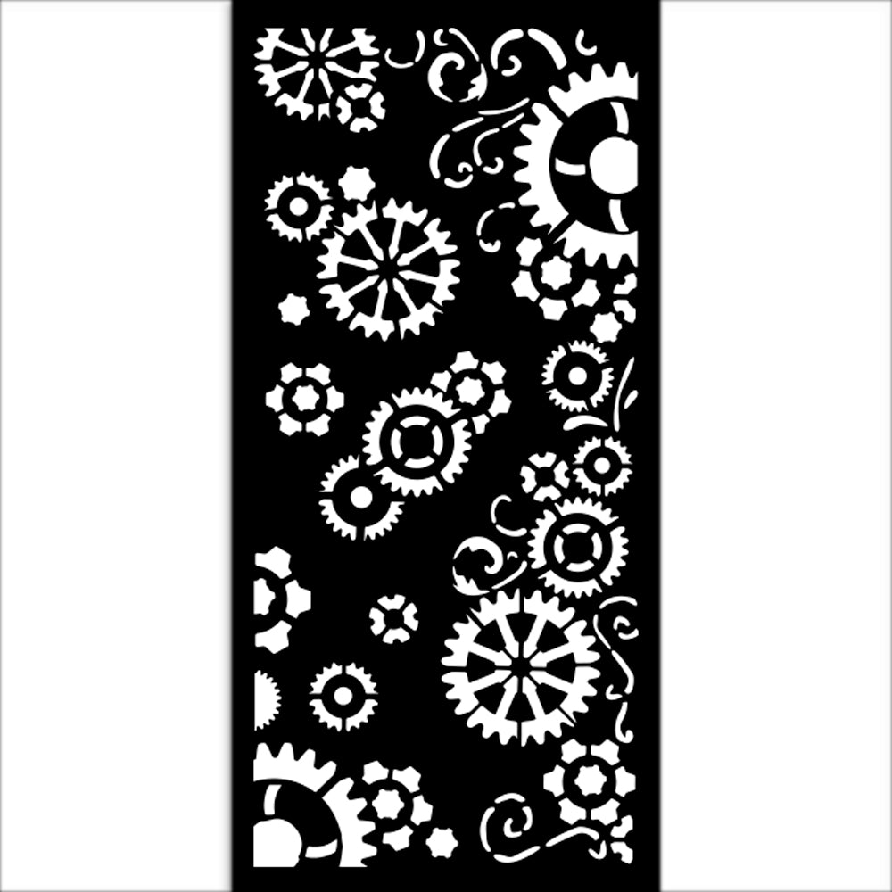 Stamperia 5" x 10" Stencil - Gear Up For Christmas, Gears