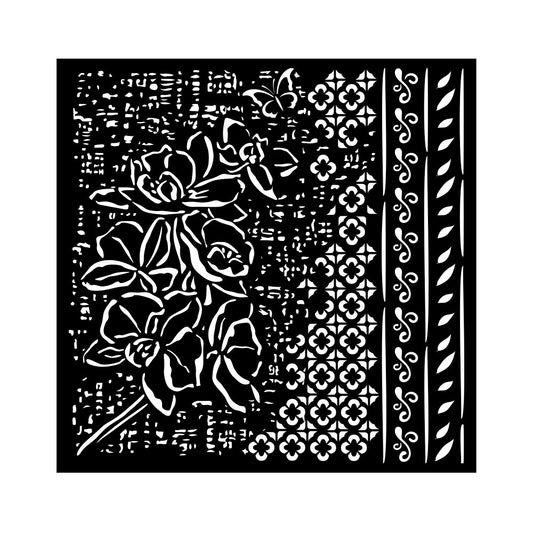 Stamperia 7" x 7" Stencil- Orchids and Cats, Pattern