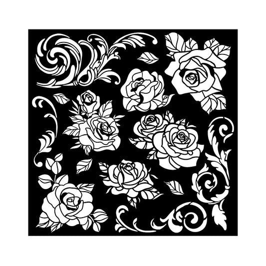 Stamperia 7" x 7" Stencil- Shabby Rose, Rose Pattern