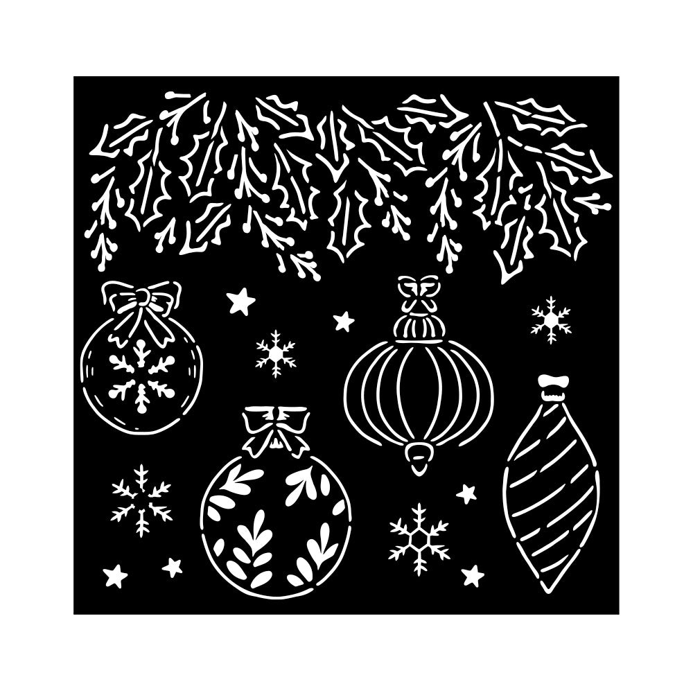 Stamperia 7" x 7" Stencil- The Nutcracker, Christmas Balls