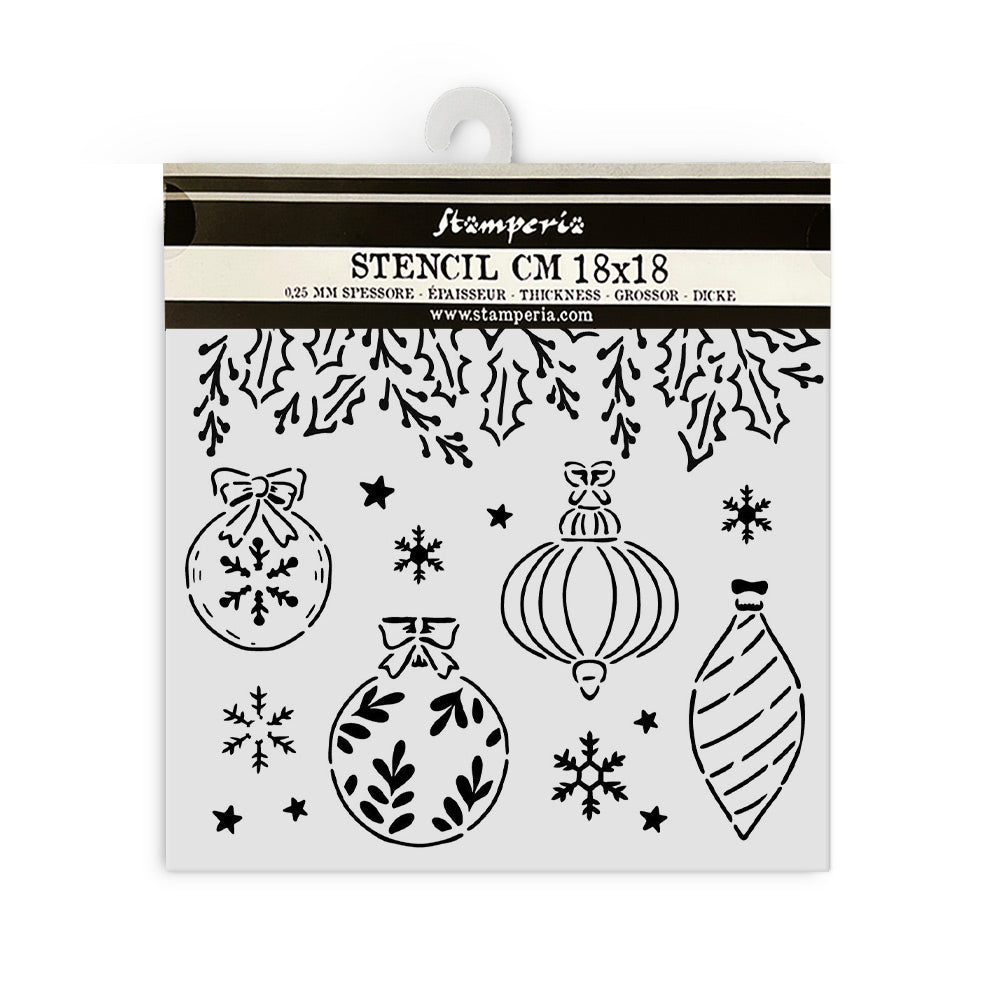 Stamperia 7" x 7" Stencil- The Nutcracker, Christmas Balls